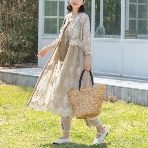 디얼마미 모들 자수 린넨 원피스 미시옷 빅사이즈 엄마옷 중년 여성 마담