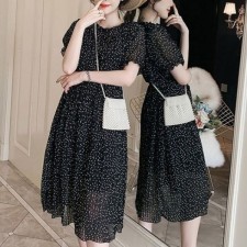 반팔 패턴 미니 쉬폰 여리여리한 쉬폰원피스 데일리룩